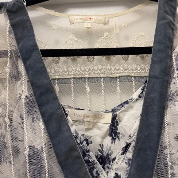 LoveShackFancy Floral Lace Gown with Blue Accents Slip - Picture 2 of 5